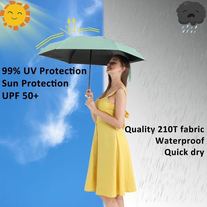 BAODINI Small Travel Umbrella for Rain and Sun Protection, 42 Inch Arc Canopy, Windproof and Compact - Image 2